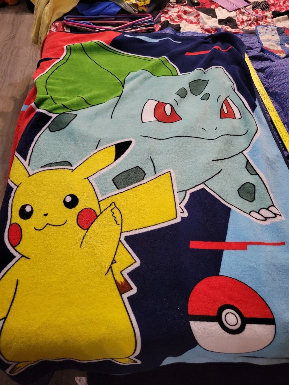Playground Pokemon Pikachu & Bulbasaur Fleece Throw Blanket Soft